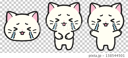 泣いている猫のイラストセット 138544501