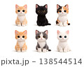 かわいい3Dスタイルの猫6匹セット 138544514