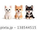かわいい3Dスタイルの柴犬の3匹セット 138544515
