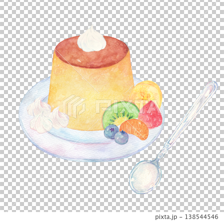Cute hand-drawn illustration of pudding 138544546