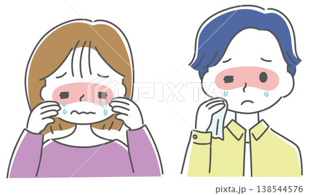 目のかゆみに悩む男女のイラスト 目のかゆみに悩む男女のイラスト 138544576
