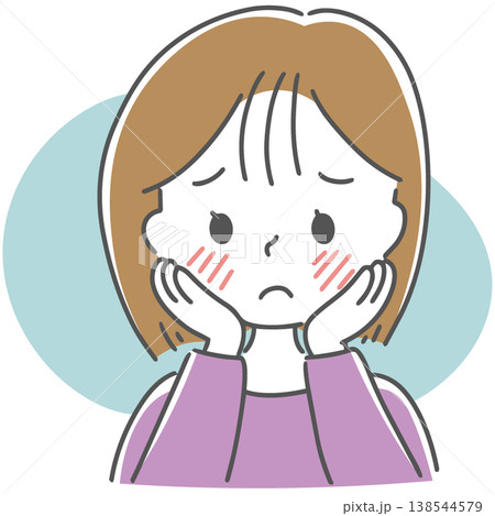 赤ら顔・ほてり・肌荒れに悩む女性のイラスト 赤ら顔・ほてり・肌荒れに悩む女性のイラスト 138544579