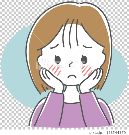 赤ら顔・ほてり・肌荒れに悩む女性のイラスト 赤ら顔・ほてり・肌荒れに悩む女性のイラスト 138544579