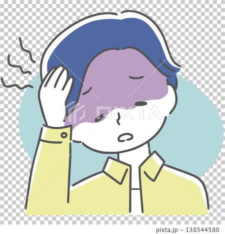 Illustration of a man suffering from a headache 138544580