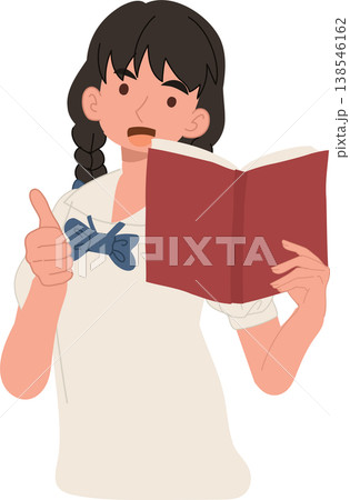 thai school girl in uniform reading and holding book .student learning and studying concept thai school girl in uniform reading and holding book .student learning and studying concept 138546162
