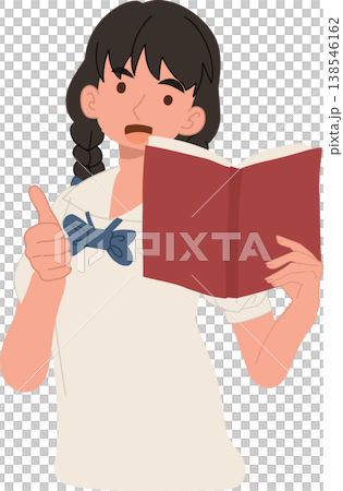 thai school girl in uniform reading and holding book .student learning and studying concept thai school girl in uniform reading and holding book .student learning and studying concept 138546162