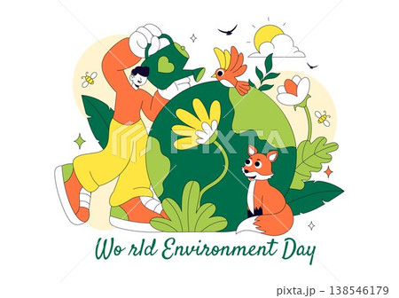 World Environment Day Vector Illustration Featuring Green Trees And Forest Plants For Saving Planet Earth Background Design 138546179