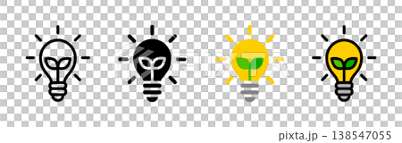 Light bulb and sprout icon set (vector) 138547055