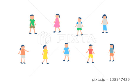 夏を過ごす子どもたちのイラストセット 夏を過ごす子どもたちのイラストセット 138547429