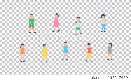 夏を過ごす子どもたちのイラストセット 夏を過ごす子どもたちのイラストセット 138547429