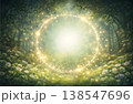 神秘的な光の円フレームと森の背景（コピースペースあり） 138547696