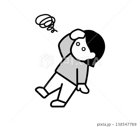 めまいで倒れる女性のイラスト（医療・症状） 138547769