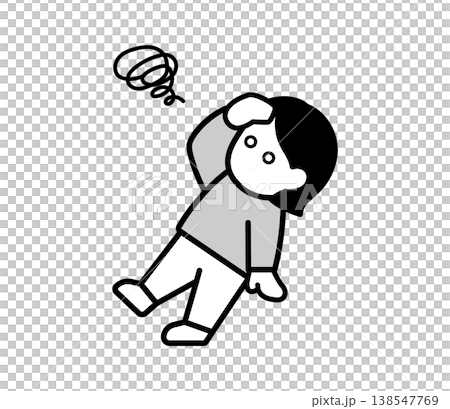 めまいで倒れる女性のイラスト（医療・症状） 138547769