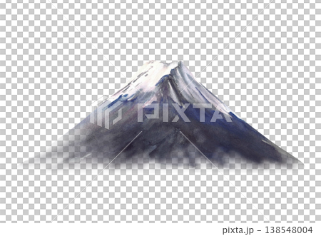 Watercolor Mount Fuji in Japan hand drawn illustration. Mountain Fujiyama foggy landscape with a snowy peak. Japanese Landmark on isolated white background painting for Asian travel card, poster print Watercolor Mount Fuji in Japan hand drawn illustration. Mountain Fujiyama foggy landscape with a snowy peak. Japanese Landmark on isolated white background painting for Asian travel card, poster print 138548004