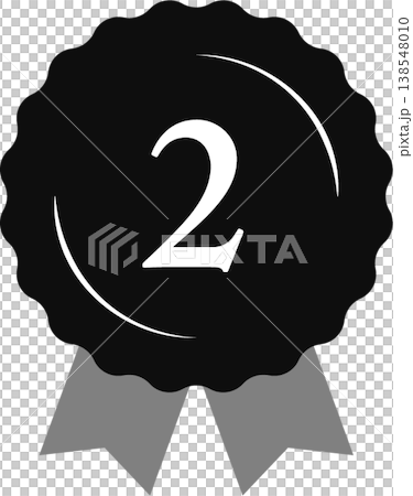 Ranked 2nd: Medal and Ribbon Rank Icon No. 2 (Monochrome, Black and White) Ranked 2nd: Medal and Ribbon Rank Icon No. 2 (Monochrome, Black and White) 138548010