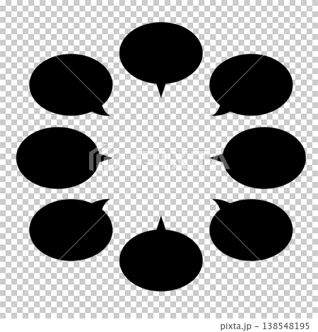 一組橢圓形黑色對話框，營造出柔和的氛圍。 138548195