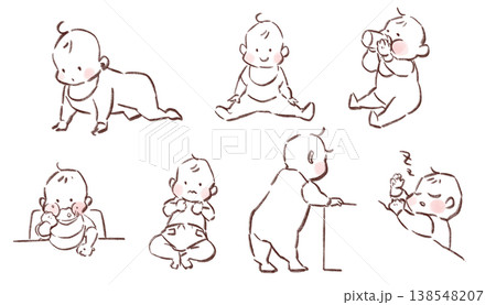 赤ちゃんの仕草セット 手描きシンプルイラスト 保育 育児 ベビー 赤ちゃんの仕草セット 手描きシンプルイラスト 保育 育児 ベビー 138548207