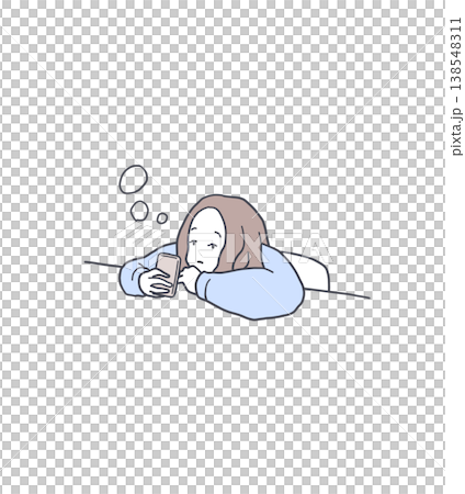 Illustration material of a young woman operating a smartphone Illustration material of a young woman operating a smartphone 138548311