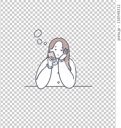 暇つぶしにスマホを操作する女性のイラスト素材 138548312
