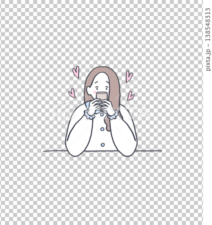 スマホを嬉しそうに見ている女性のイラスト素材 スマホを嬉しそうに見ている女性のイラスト素材 138548313