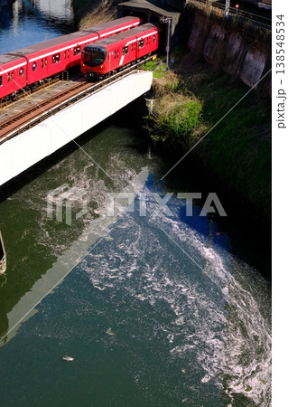 花筏の神田川と東京メトロ丸ノ内線 138548534