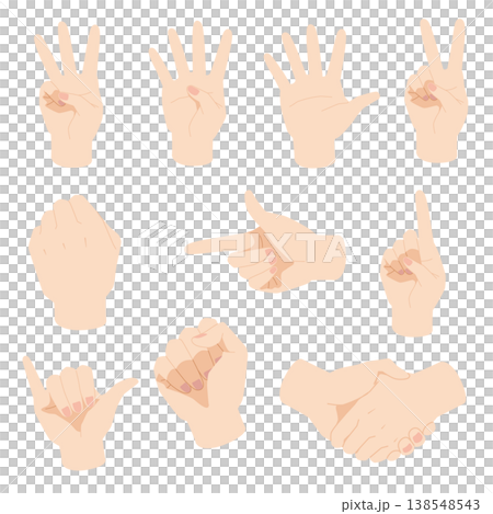 A set of various hand shapes, mainly for the right hand, 10 patterns. A set of various hand shapes, mainly for the right hand, 10 patterns. 138548543