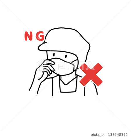 マスクを触る NG行動 食品衛生 イラスト マスクを触る NG行動 食品衛生 イラスト 138548553