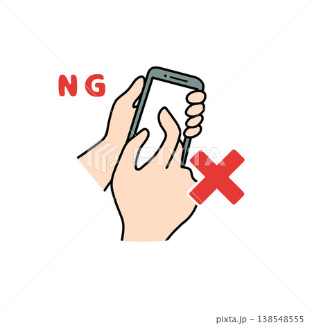 調理中にスマホを触るNG行動 食中毒予防 衛生管理 イラスト 調理中にスマホを触るNG行動 食中毒予防 衛生管理 イラスト 138548555