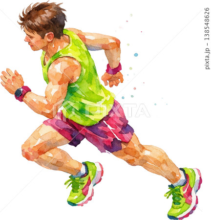 水彩画のランニング男性 躍動感あふれるスポーツイラスト 水彩画のランニング男性 躍動感あふれるスポーツイラスト 138548626