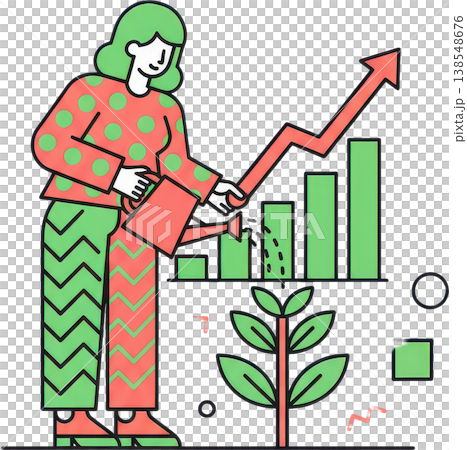 女性促進企業發展的例證:投資與成功的概念 女性促進企業發展的例證:投資與成功的概念 138548676