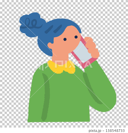 スマホで電話をする女性の上半身のイラスト 138548733