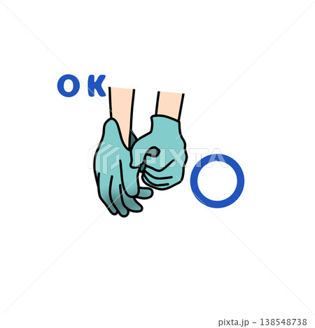 手袋の交換 OK行動 食品衛生 イラスト 手袋の交換 OK行動 食品衛生 イラスト 138548738