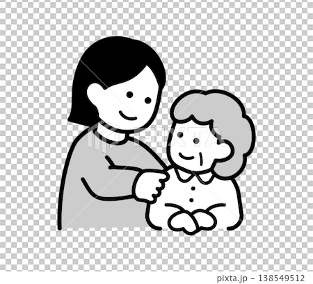 女性介護士が高齢女性を介護するイラスト 女性介護士が高齢女性を介護するイラスト 138549512
