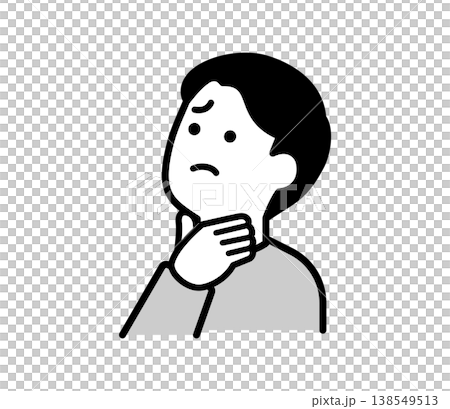 のどの痛みを感じている男性のイラスト のどの痛みを感じている男性のイラスト 138549513