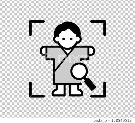 Full-body scan illustration of a man undergoing a medical checkup. 138549518