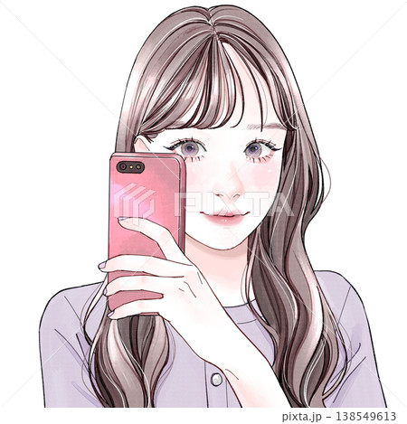 スマホで自撮りしている女性 138549613