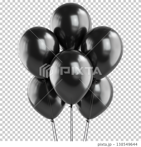 Black glossy balloons cluster shown isolated on white background, concept of celebration freshness joy Black glossy balloons cluster shown isolated on white background, concept of celebration freshness joy 138549644