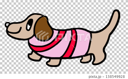 Hand drawn happy dachshund puppy wearing sweater for decoration, dog cartoon, characters, comic, pet shop, vet, adopt rescue animal, foster home, shelter, house, park, yard, playtime, toy, kid doll Hand drawn happy dachshund puppy wearing sweater for decoration, dog cartoon, characters, comic, pet shop, vet, adopt rescue animal, foster home, shelter, house, park, yard, playtime, toy, kid doll 138549928