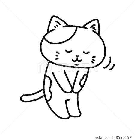 お辞儀するかわいいネコ 線画 お辞儀するかわいいネコ 線画 138550152