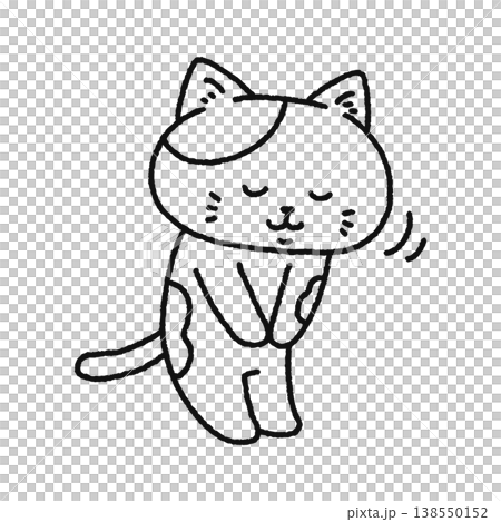 お辞儀するかわいいネコ 線画 お辞儀するかわいいネコ 線画 138550152