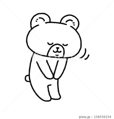 お辞儀するかわいいクマ　線画 138550154