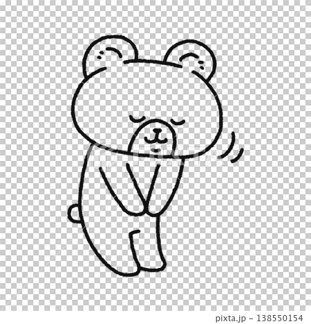 一隻可愛的鞠躬小熊（線描） 138550154