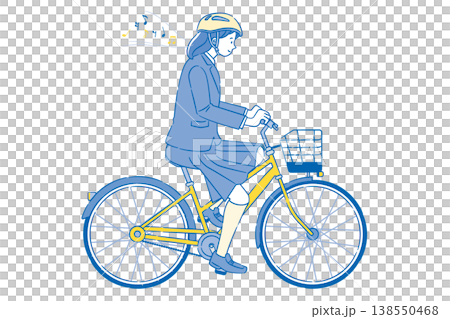 一名高中女生一邊騎腳踏車一邊聽音樂（2C） 138550468