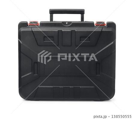 Side view of black plastic tool box Side view of black plastic tool box 138550555