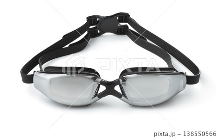 Front view of mirrored swimming goggles Front view of mirrored swimming goggles 138550566