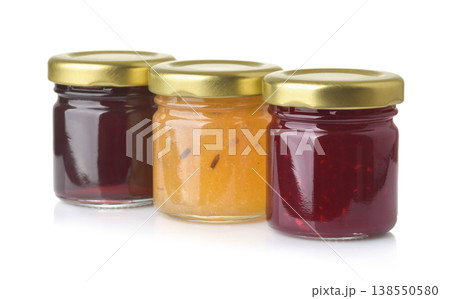 Three jars of various jam Three jars of various jam 138550580