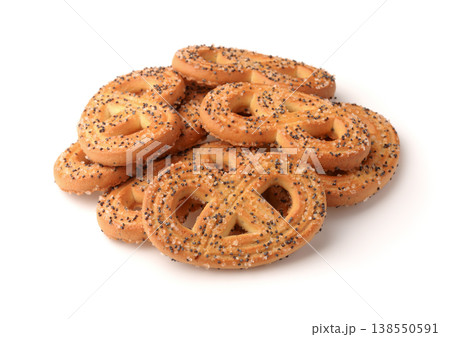 Pile of poppy seed biscuits 138550591