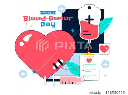 World Blood Donor Day Vector Illustration on June 14 Featuring Human Donating To Help Recipients and Save Lives In Flat Style Background 138550626