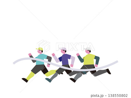 マラソンでゴールする男性のベクターイラスト素材 138550802