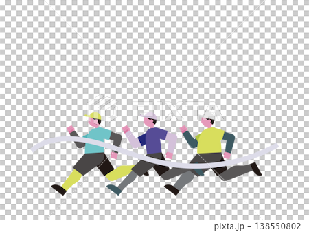 マラソンでゴールする男性のベクターイラスト素材 138550802